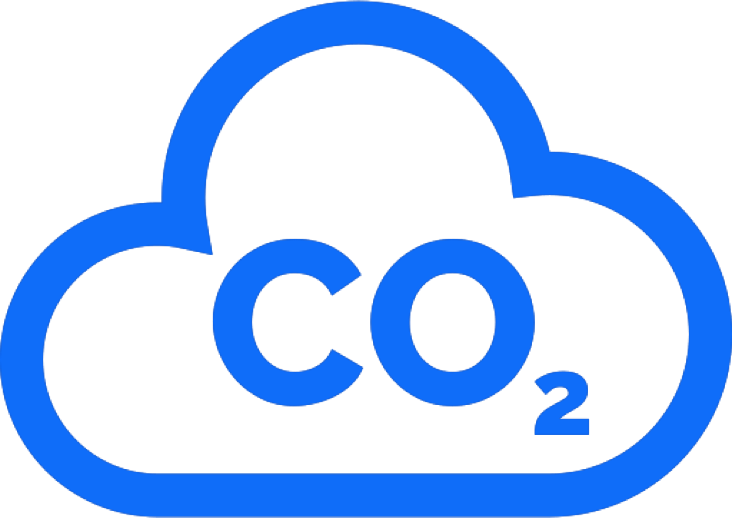A blue CO2 cloud symbol.