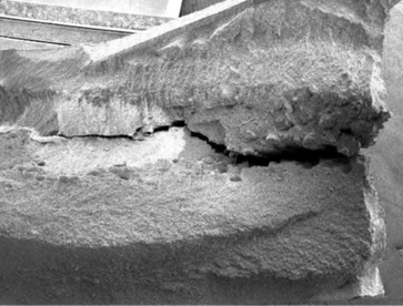 SEM picture of the fracture surface, in the microscope.