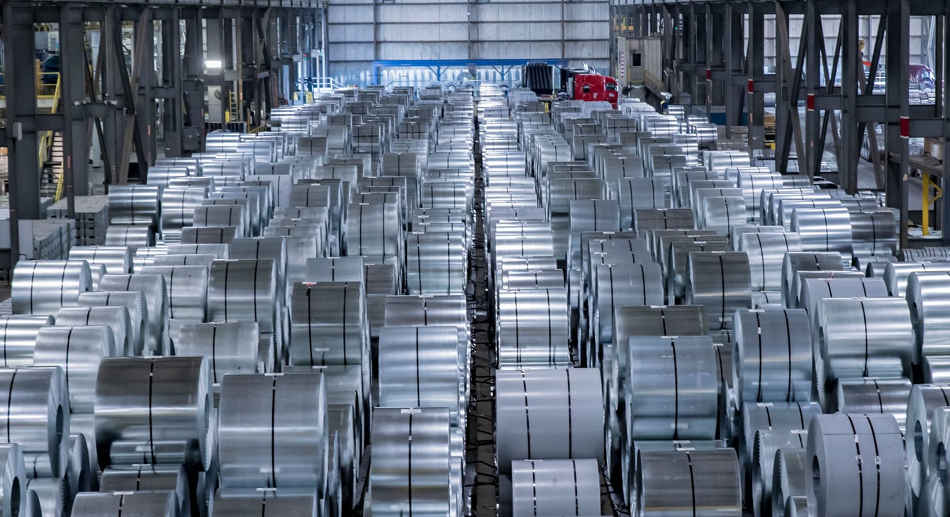 Warehouse of steel coils