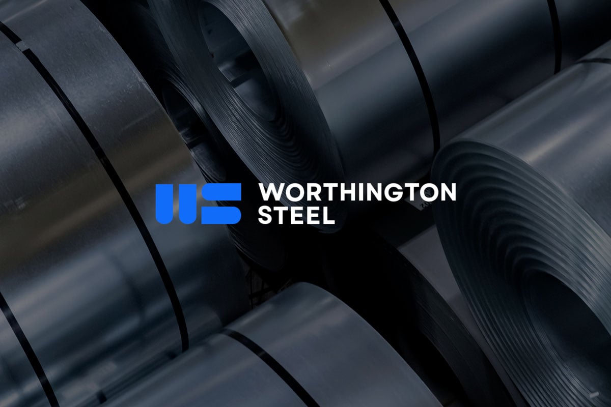 Worthington Steel logo layered on top of coils